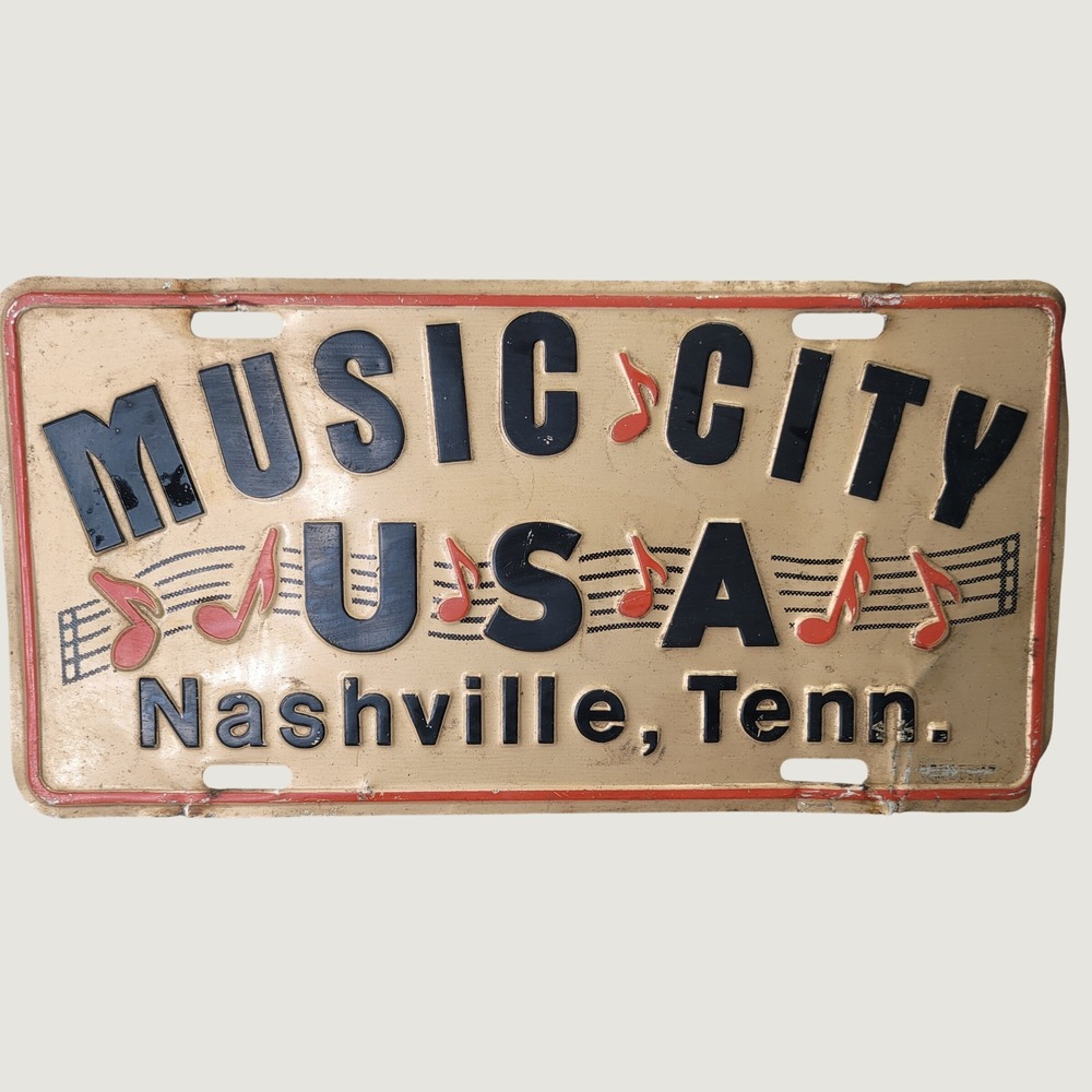 Vintage Music City USA Nashville Tenn License Plate Souvenir Metal Embossed Sign